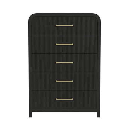 Ridgemont 5-Drawer Chest in Black with Grain