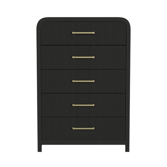 Ridgemont 5-Drawer Chest in Black with Grain