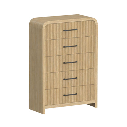 Ridgemont Queen Storage 5PC Bedroom Set with 2 Nightstands, Dresser & Chest in Natural