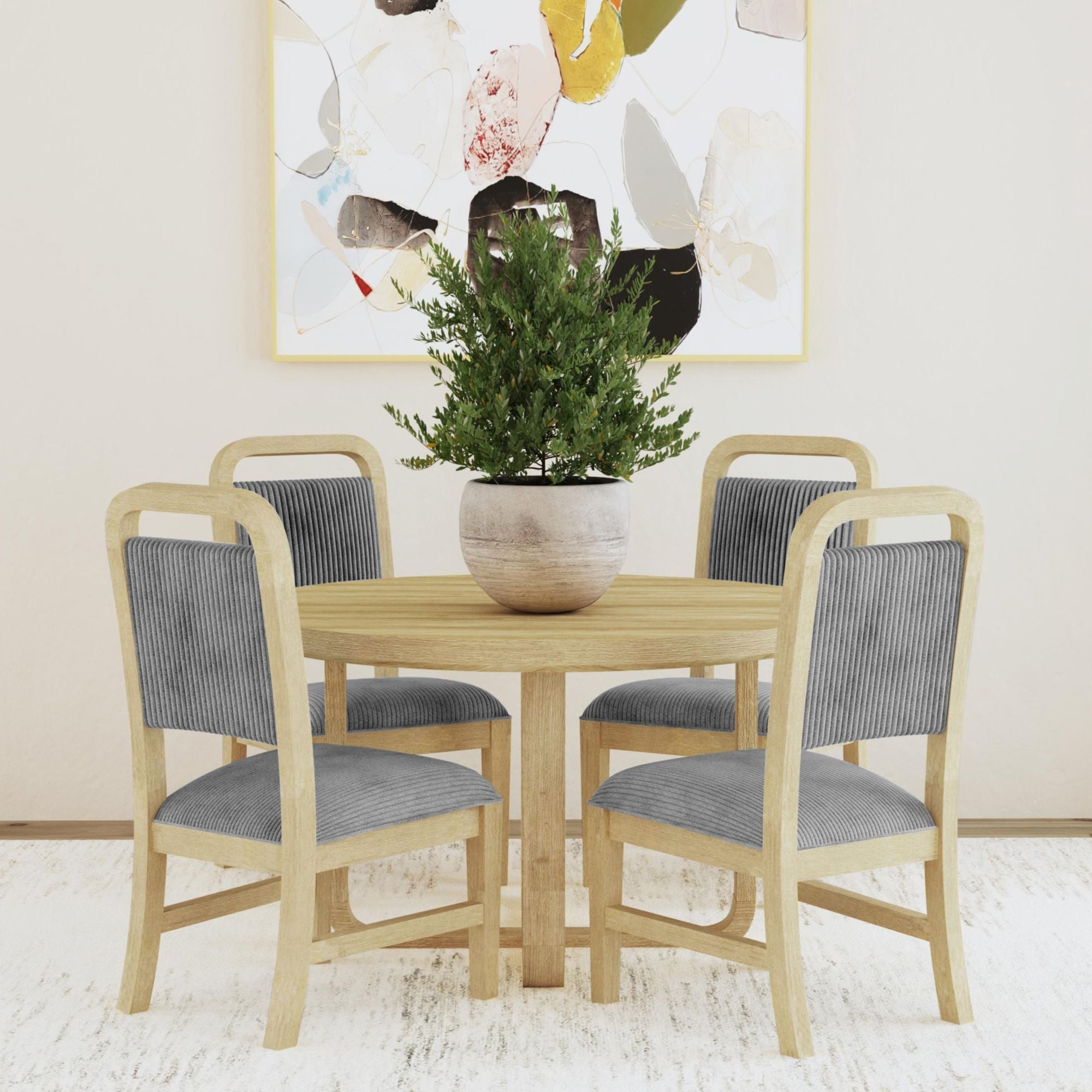Ridgemont Dining Side Chair with Grey Fabric in Natural (2 Per Carton)