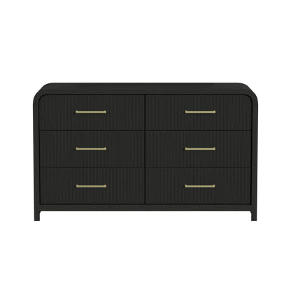 Ridgemont 6-Drawer Dresser in Black with Grain