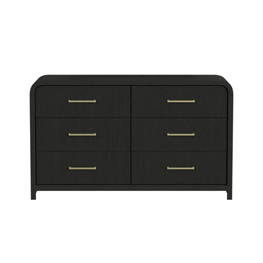 Ridgemont 6-Drawer Dresser in Black with Grain