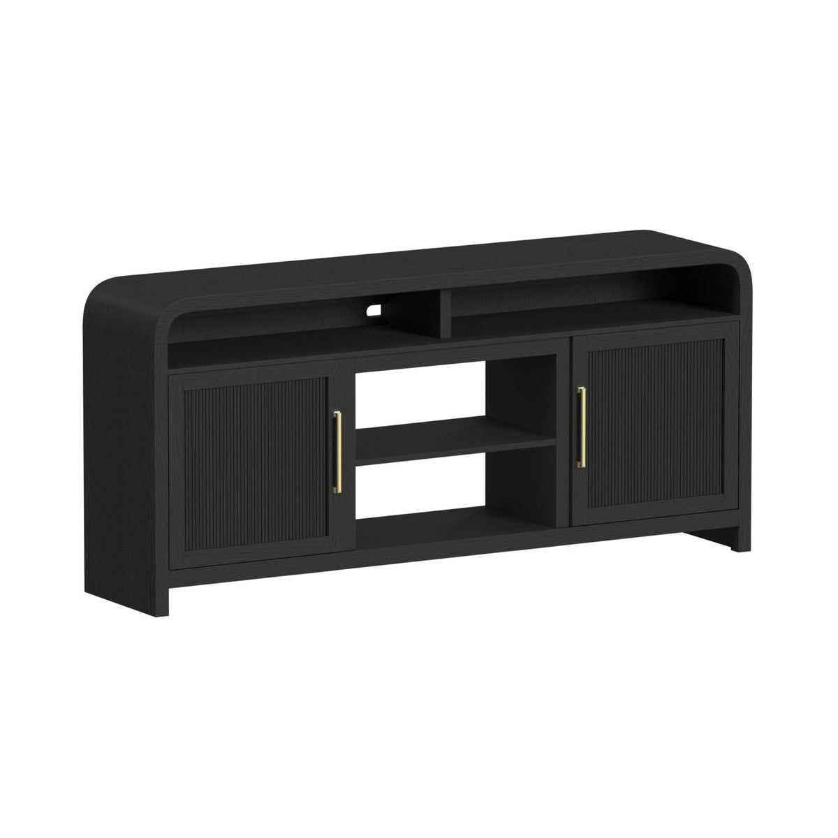 Ridgemont 70" TV Console without Fireplace Insert in Black with Grain