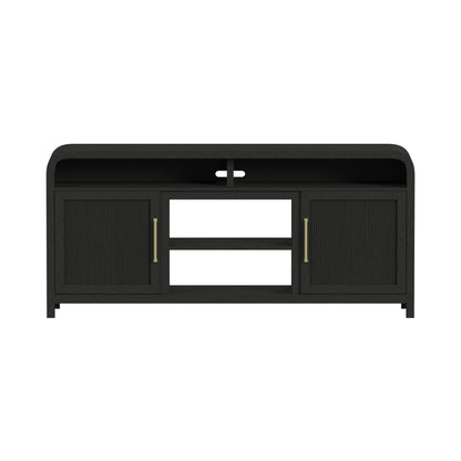 Ridgemont 70" TV Console without Fireplace Insert in Black with Grain