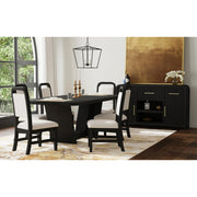 Ridgemont Dining Side Chair with White Fabric in Black with Grain (2 Per Carton)