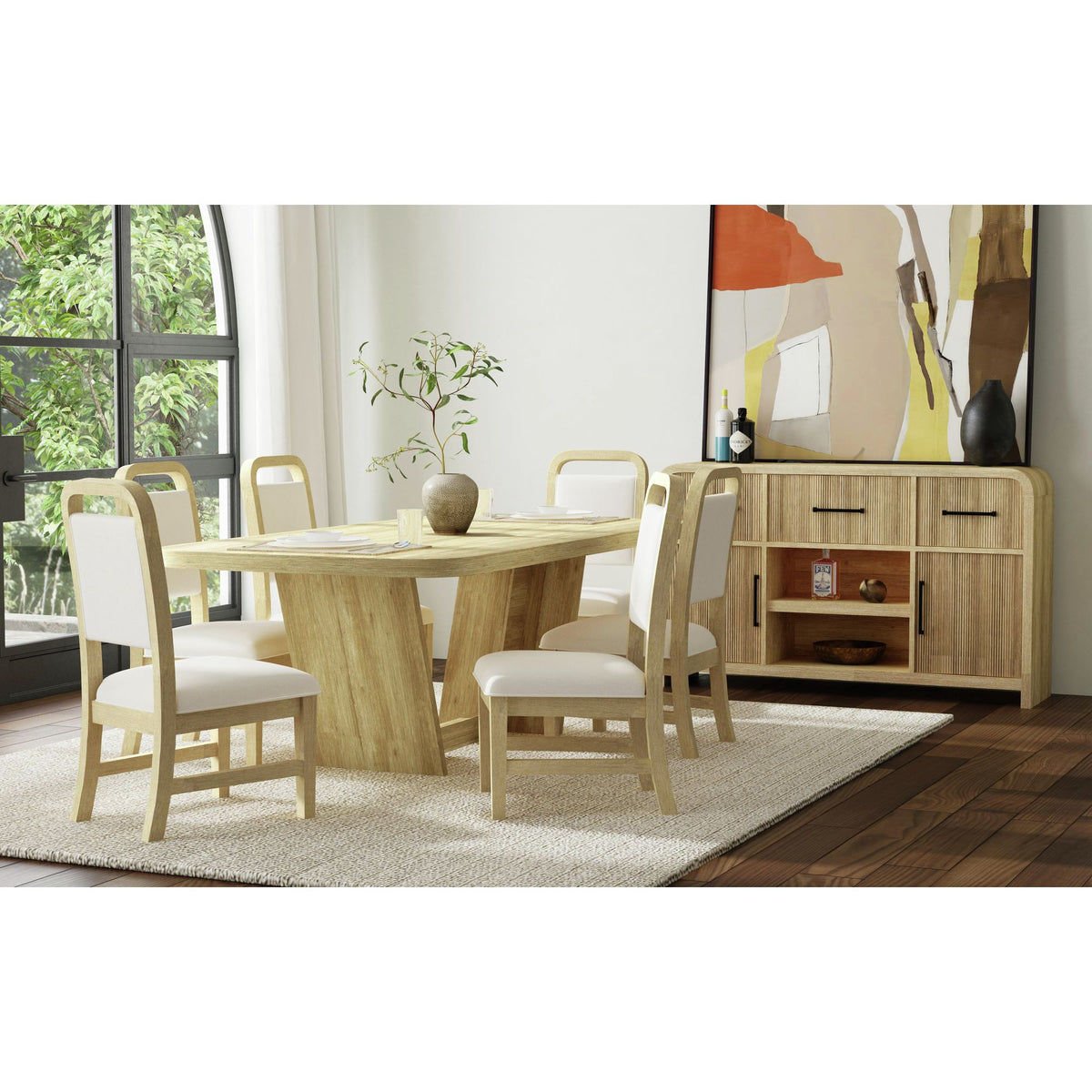 Ridgemont 7Pc Standard Height Dining Set In Natural-Table And Six Chairs