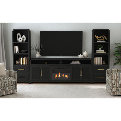 Ridgemont 4PC Entertainment Unit with 82" TV Console in Black with Grain
