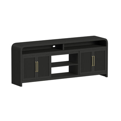 Ridgemont 82" TV Console without Fireplace Insert in Black with Grain