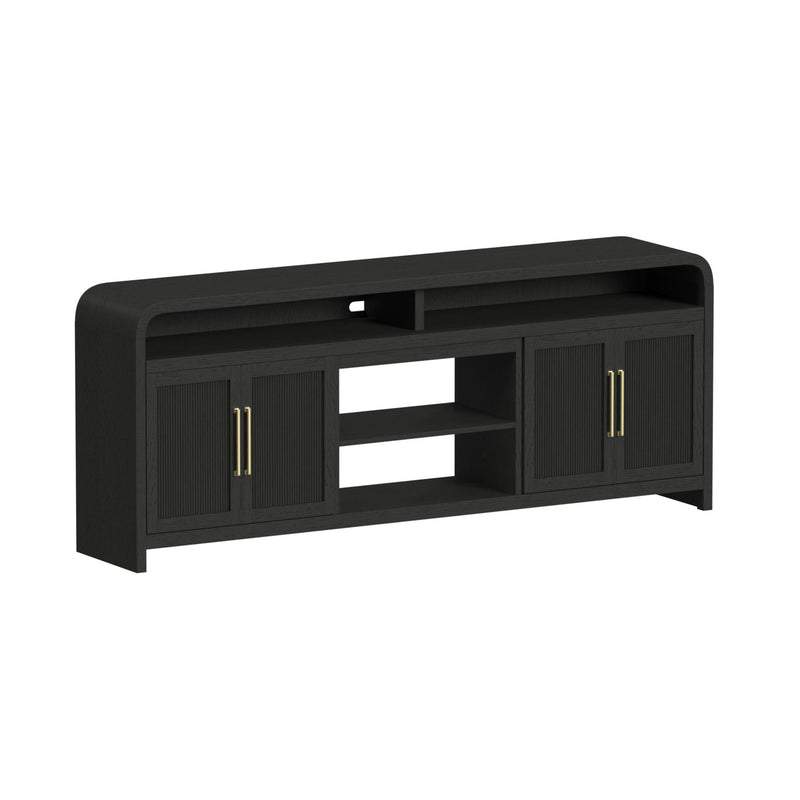 Ridgemont 82" TV Console without Fireplace Insert in Black with Grain