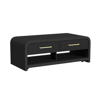 Ridgemont 2PC Occasional Table Set in Black with Grain-Coffee Table & End Table