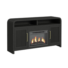 Ridgemont Complete Fireplace Cabinet In Black With Grain - Single Pack