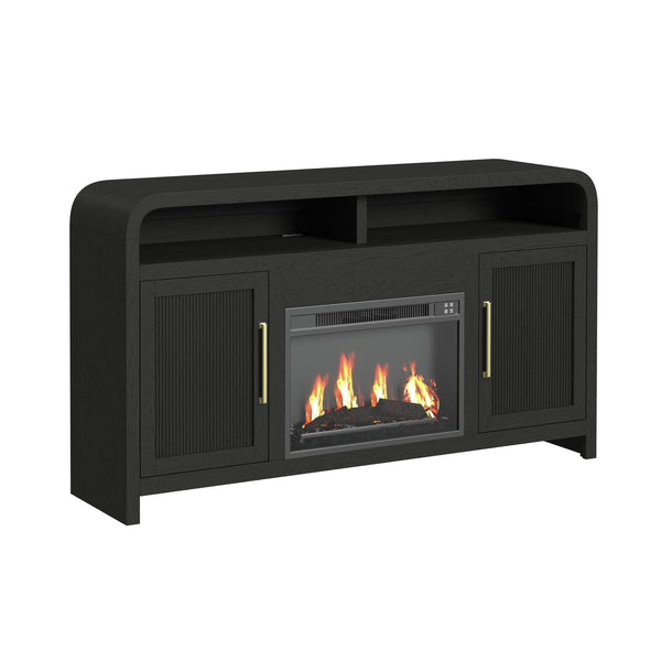 Ridgemont Complete Fireplace Cabinet In Black With Grain - Single Pack