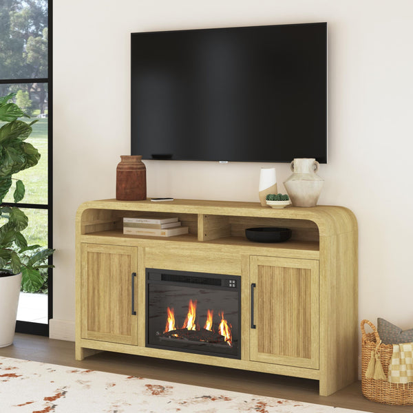 Ridgemont Complete Fireplace Cabinet in Natural - Single Pack