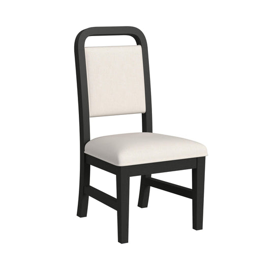 Ridgemont Dining Side Chair with White Fabric in Black with Grain (2 Per Carton)