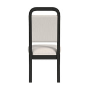 Ridgemont 7PC Standard Height Dining Set in Black with Grain-Table and Six White Fabric Chairs