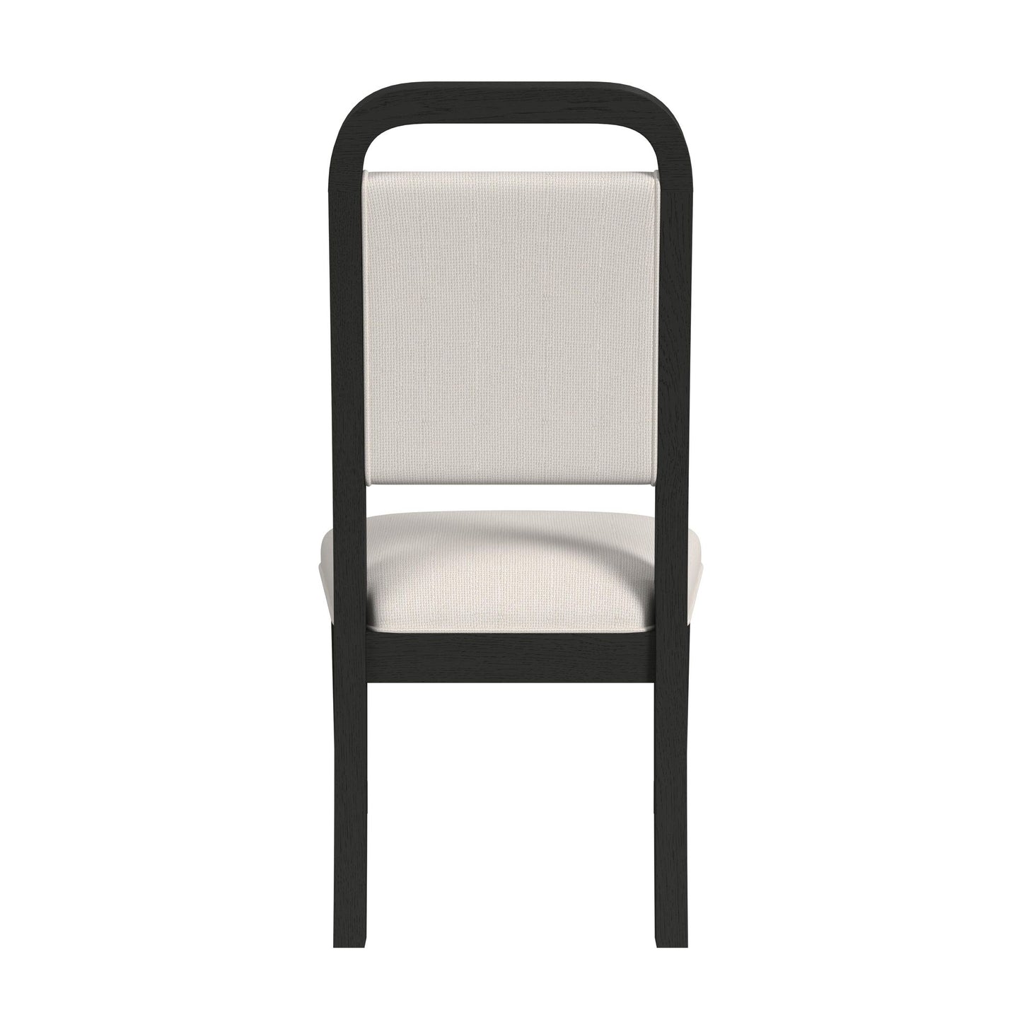 Ridgemont 5PC Standard Height Dining Set in Black with Grain-Table and Four White Fabric Chairs