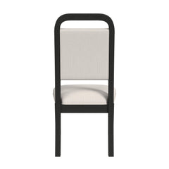 Ridgemont 5PC Standard Height Dining Set in Black with Grain-Table and Four White Fabric Chairs