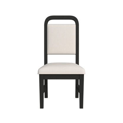 Ridgemont Dining Side Chair with White Fabric in Black with Grain (2 Per Carton)