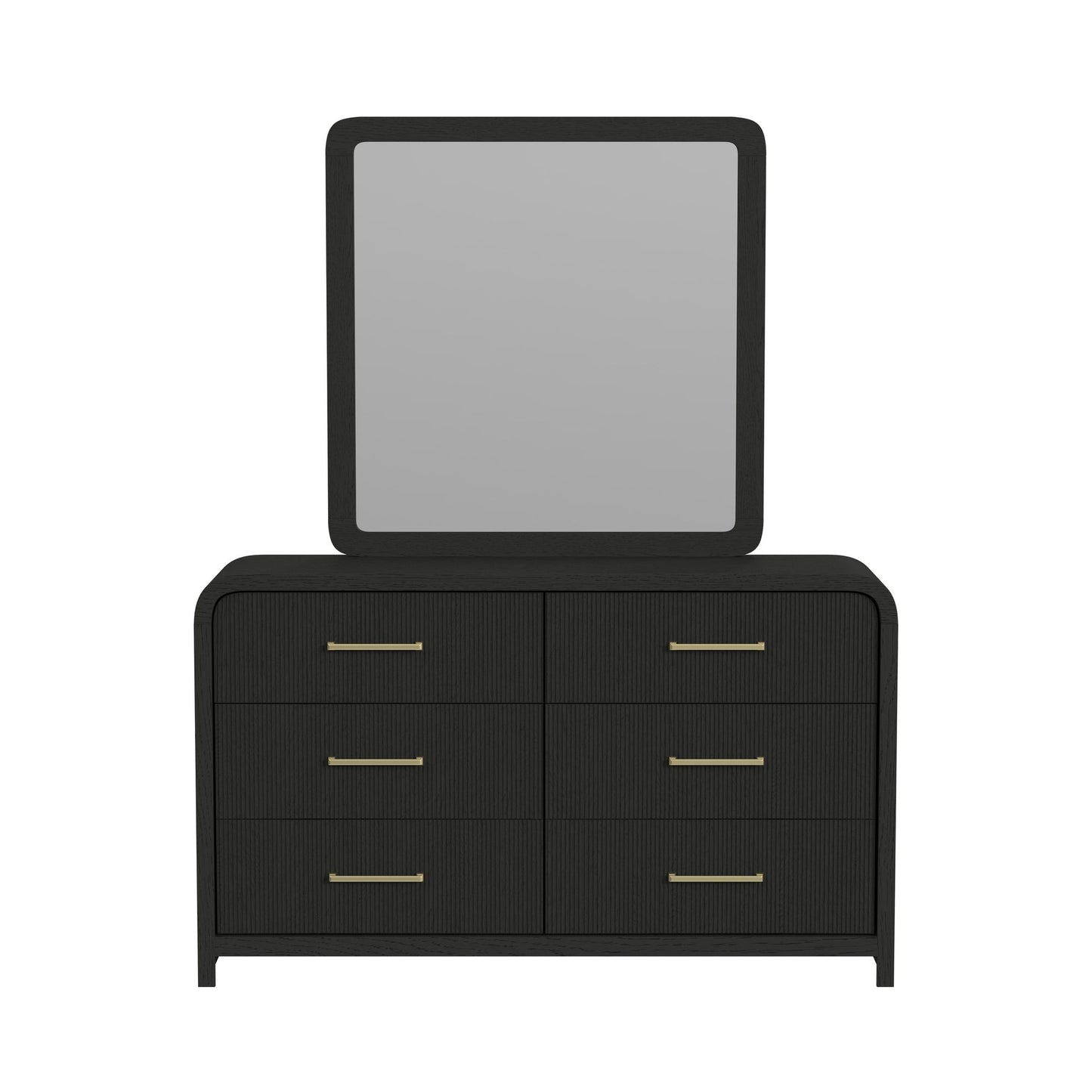 Ridgemont Dresser and Mirror Set in Black with Grain