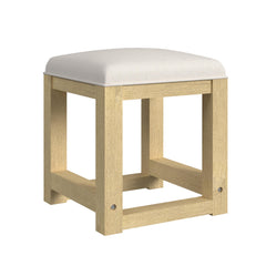 Ridgemont Dressing Stool with White Fabric Cushion in Natural