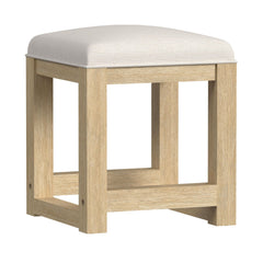 Ridgemont Dressing Stool With White Fabric Cushion In Natural