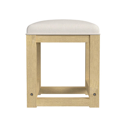 Ridgemont Dressing Stool with White Fabric in Natural