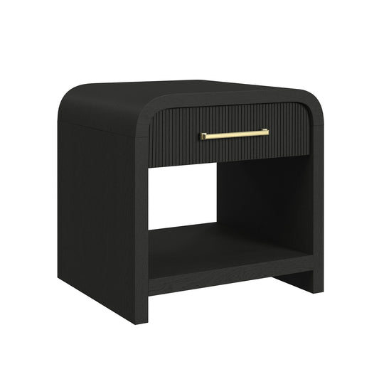 Ridgemont End Table with USB in Black with Grain