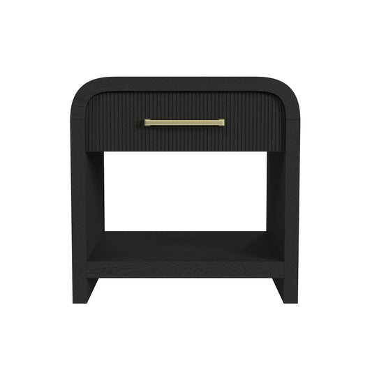 Ridgemont End Table with USB in Black with Grain