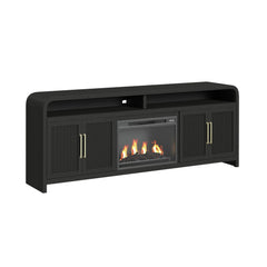 Ridgemont 4PC Entertainment Unit with 82" TV Console in Black with Grain