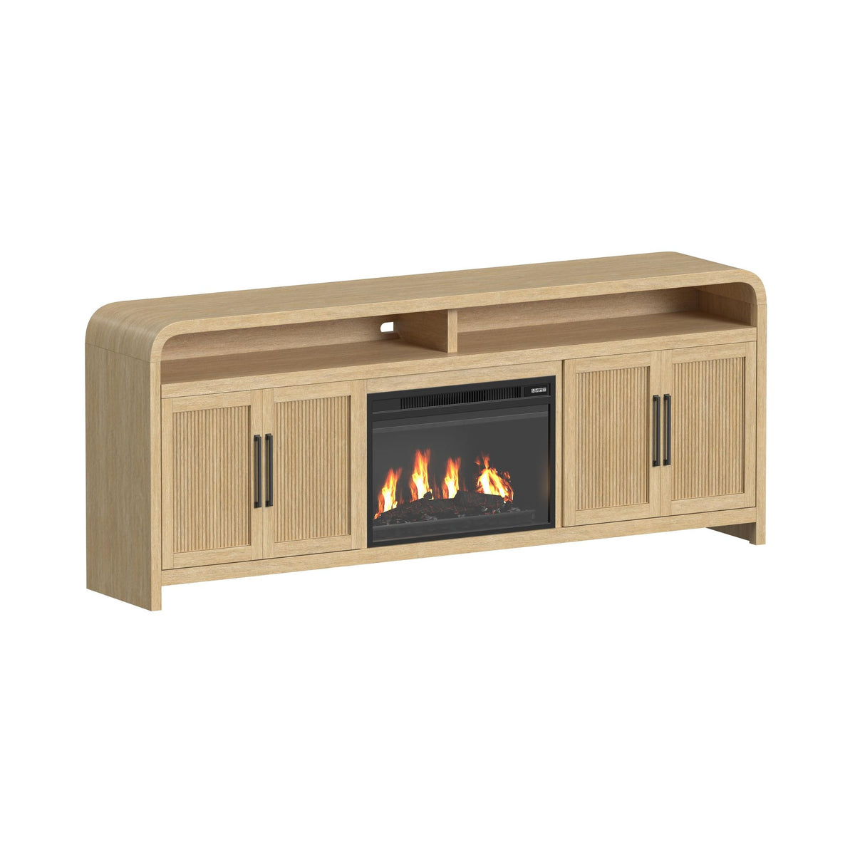 Ridgemont KIT - 82" TV Console in Natural w/23" Fireplace Insert (Ships in 2 Boxes)