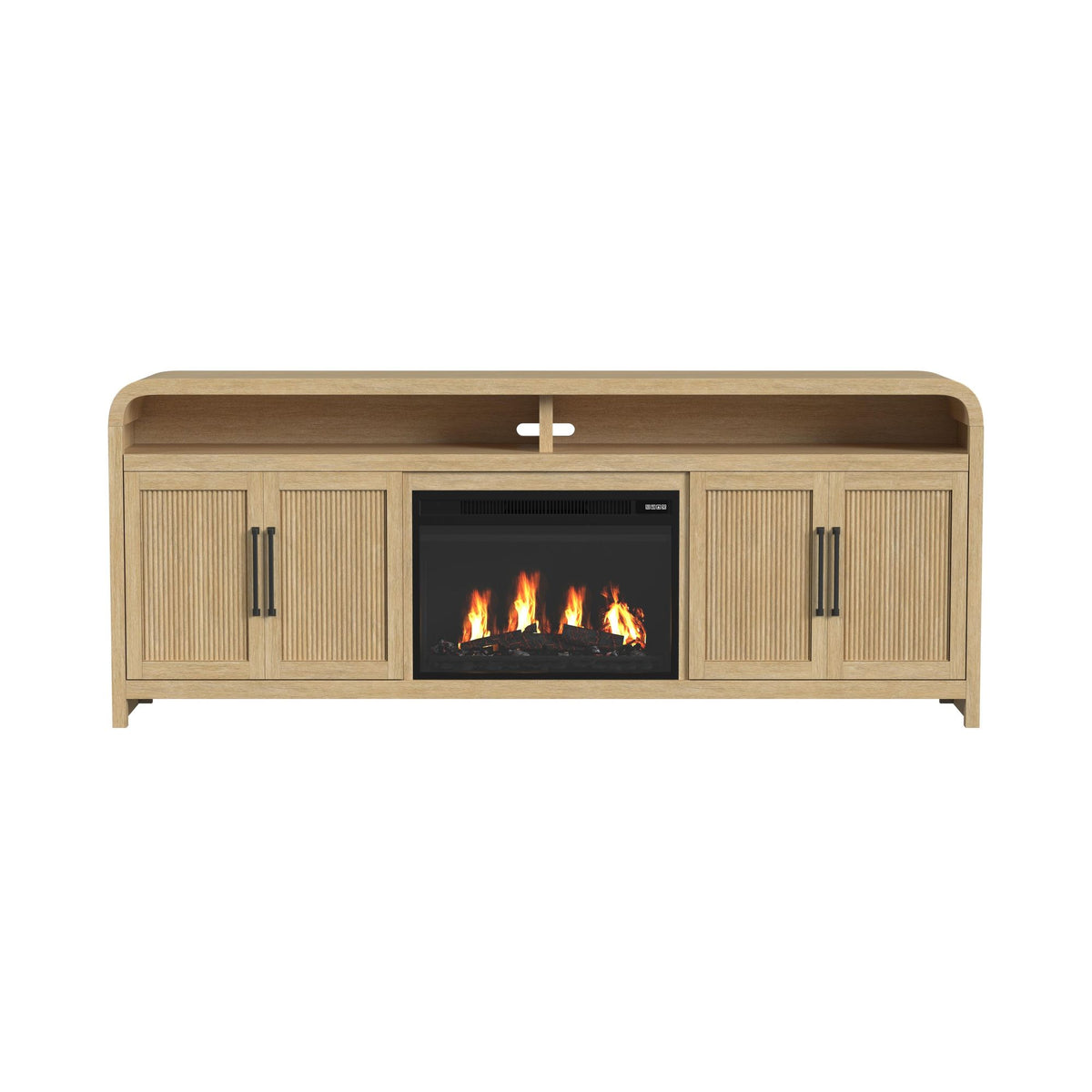 Ridgemont KIT - 82" TV Console in Natural w/23" Fireplace Insert (Ships in 2 Boxes)