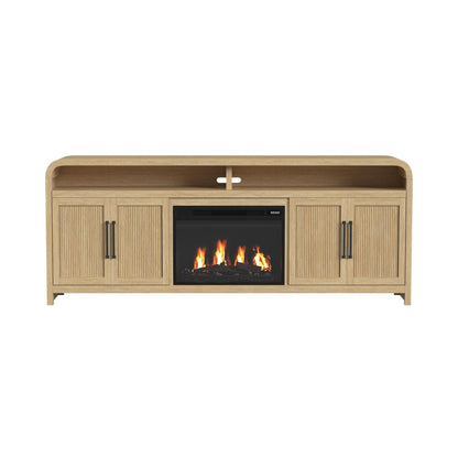 Ridgemont KIT - 82" TV Console in Natural w/23" Fireplace Insert (Ships in 2 Boxes)