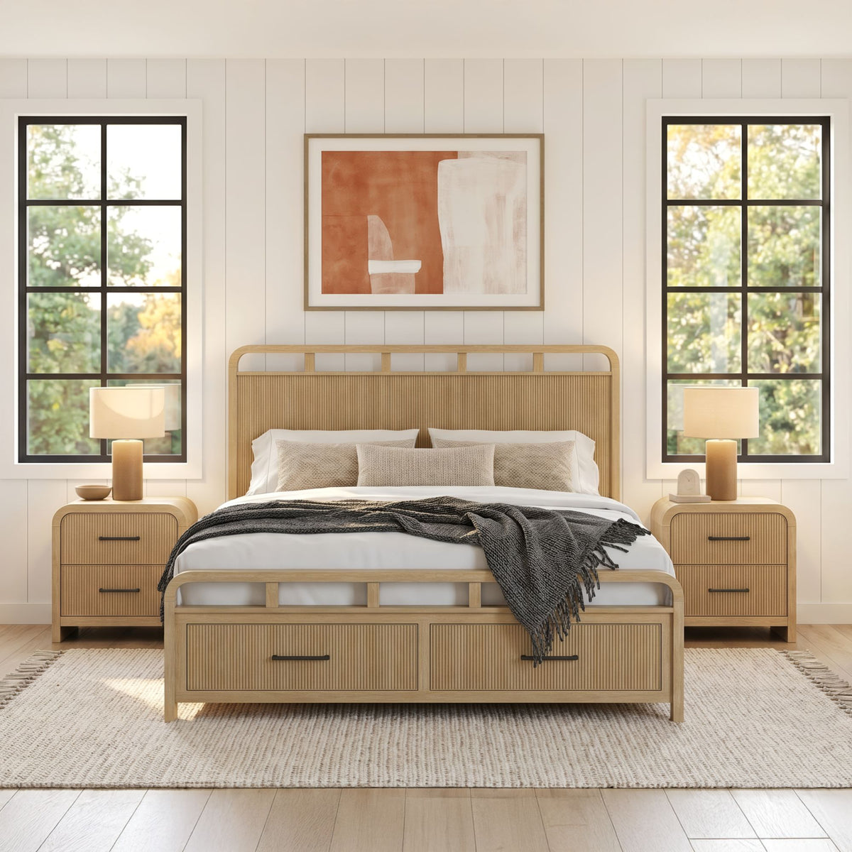 Ridgemont King Storage 3PC Bedroom Set with 2 Nightstands in Natural