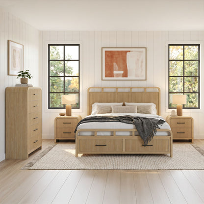 Ridgemont King Storage 4PC Bedroom Set with 2 Nightstands & Chest in Natural