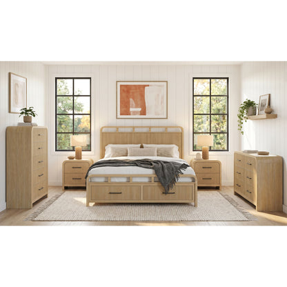 Ridgemont King Storage 5PC Bedroom Set with 2 Nightstands, Dresser & Chest in Natural