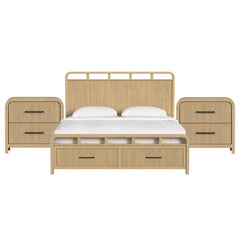 Ridgemont King Storage 3PC Bedroom Set with 2 Nightstands in Natural