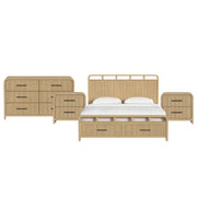 Ridgemont King Storage 4PC Bedroom Set with 2 Nightstands & Dresser in Natural