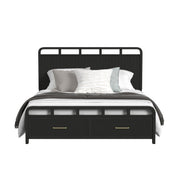 Ridgemont King Storage Bed in Black with Grain