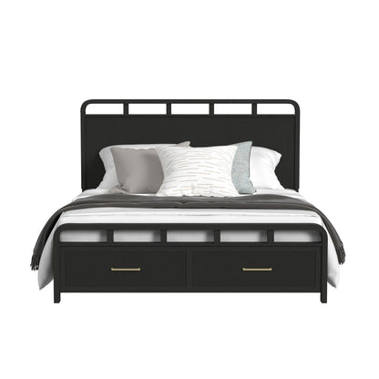 Ridgemont King Storage Bed in Black with Grain