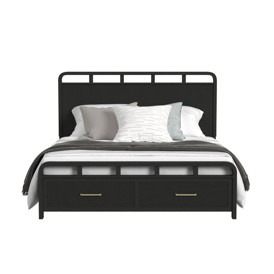 Ridgemont King Storage Bed in Black with Grain