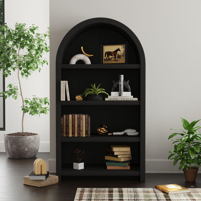 Ridgemont Open Bookcase in Black with Grain
