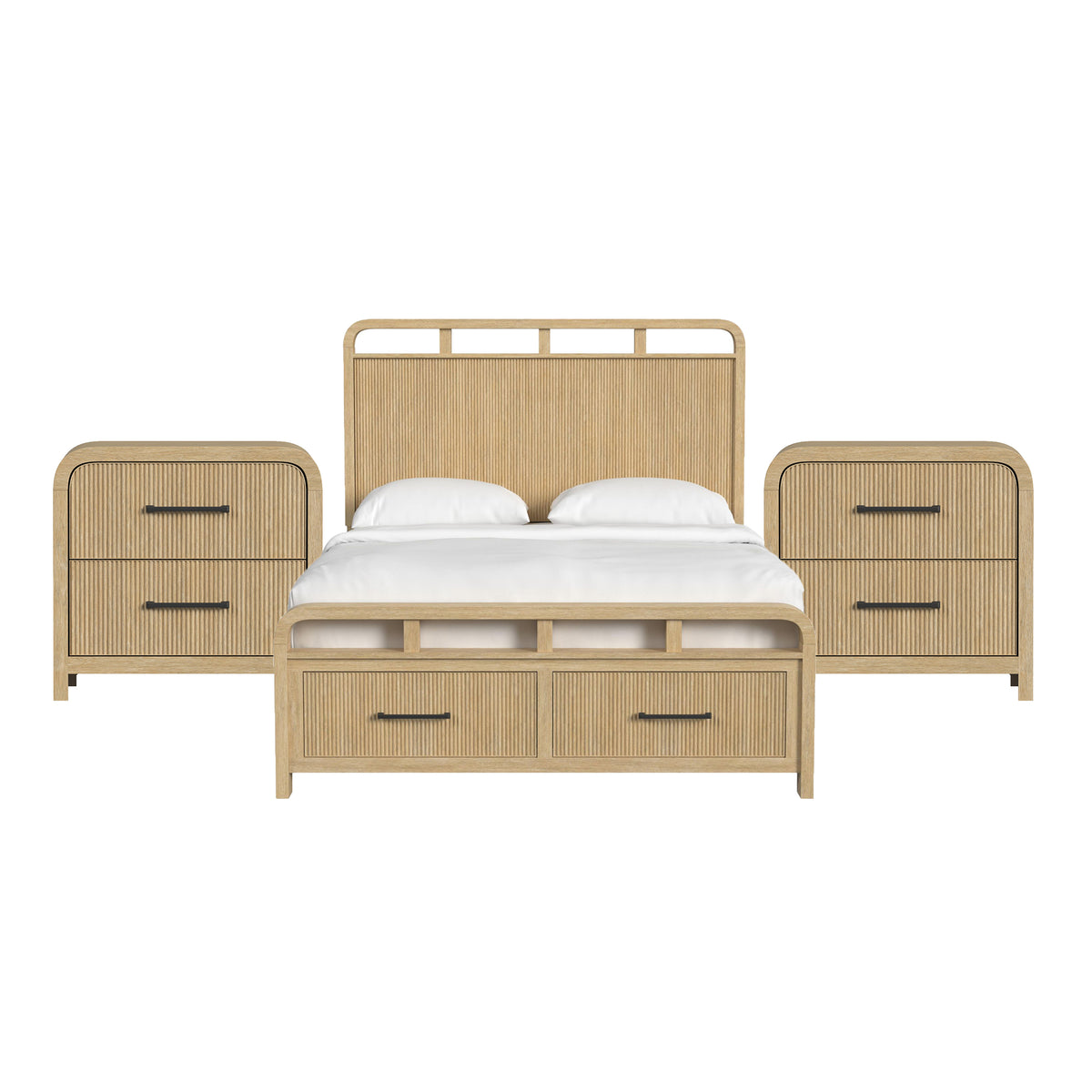 Ridgemont Queen Storage 3PC Bedroom Set with 2 Nightstands in Natural