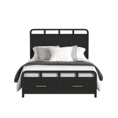 Ridgemont Queen Storage Bed in Black with Grain