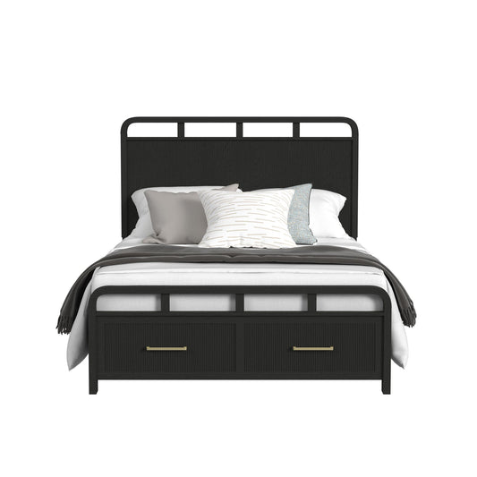 Ridgemont Queen Storage Bed in Black with Grain