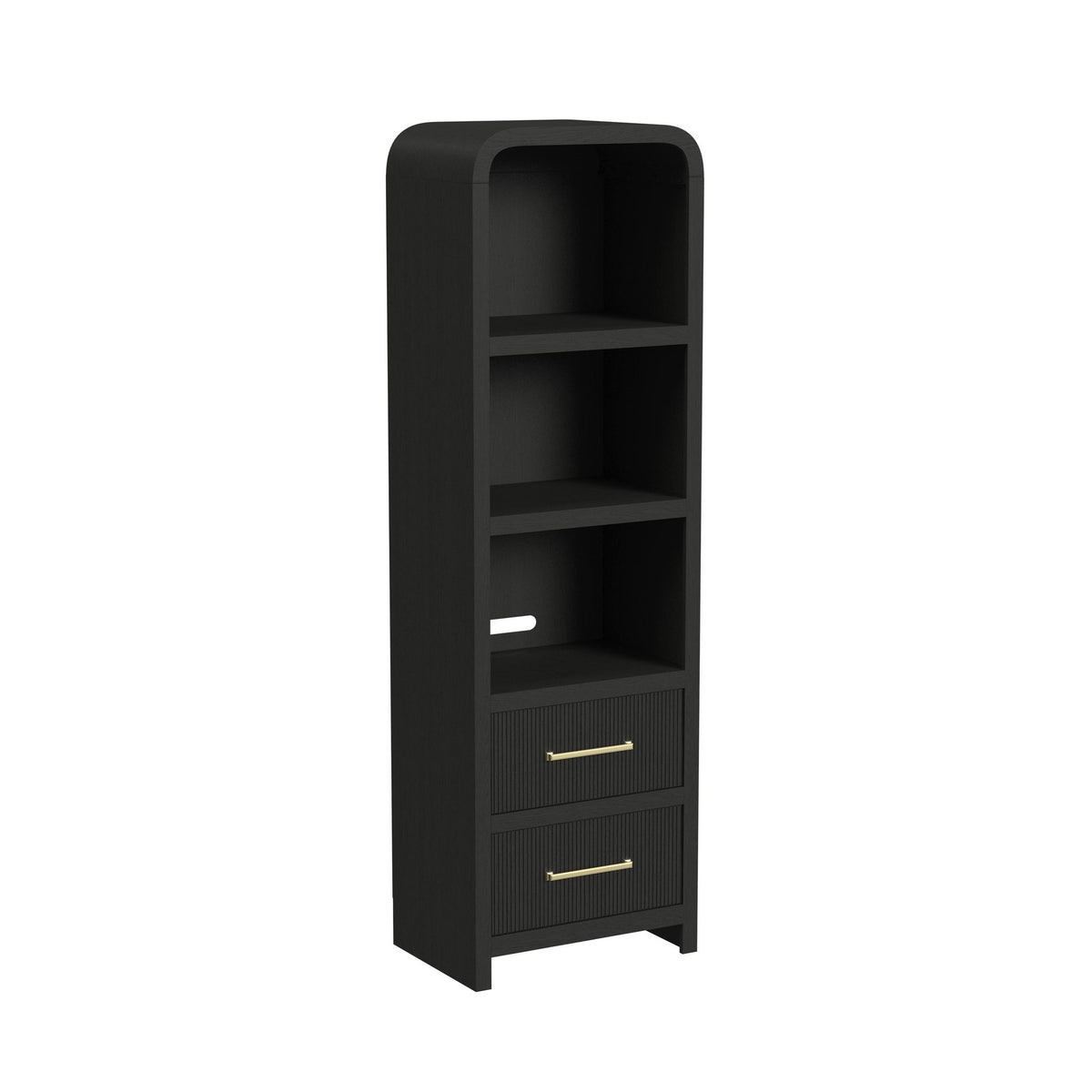 Ridgemont 4PC Entertainment Unit with 82" TV Console in Black with Grain