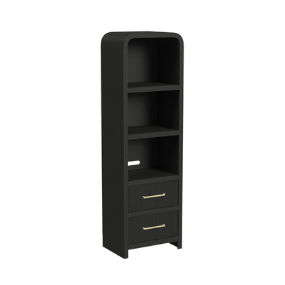 Ridgemont 4PC Entertainment Unit with 82" TV Console in Black with Grain