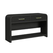 Ridgemont Sofa Table with Bottom Shelf in Black with Grain