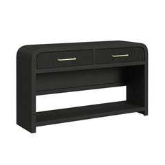 Ridgemont Sofa Table with Bottom Shelf in Black with Grain