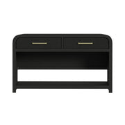 Ridgemont Sofa Table with Bottom Shelf in Black with Grain