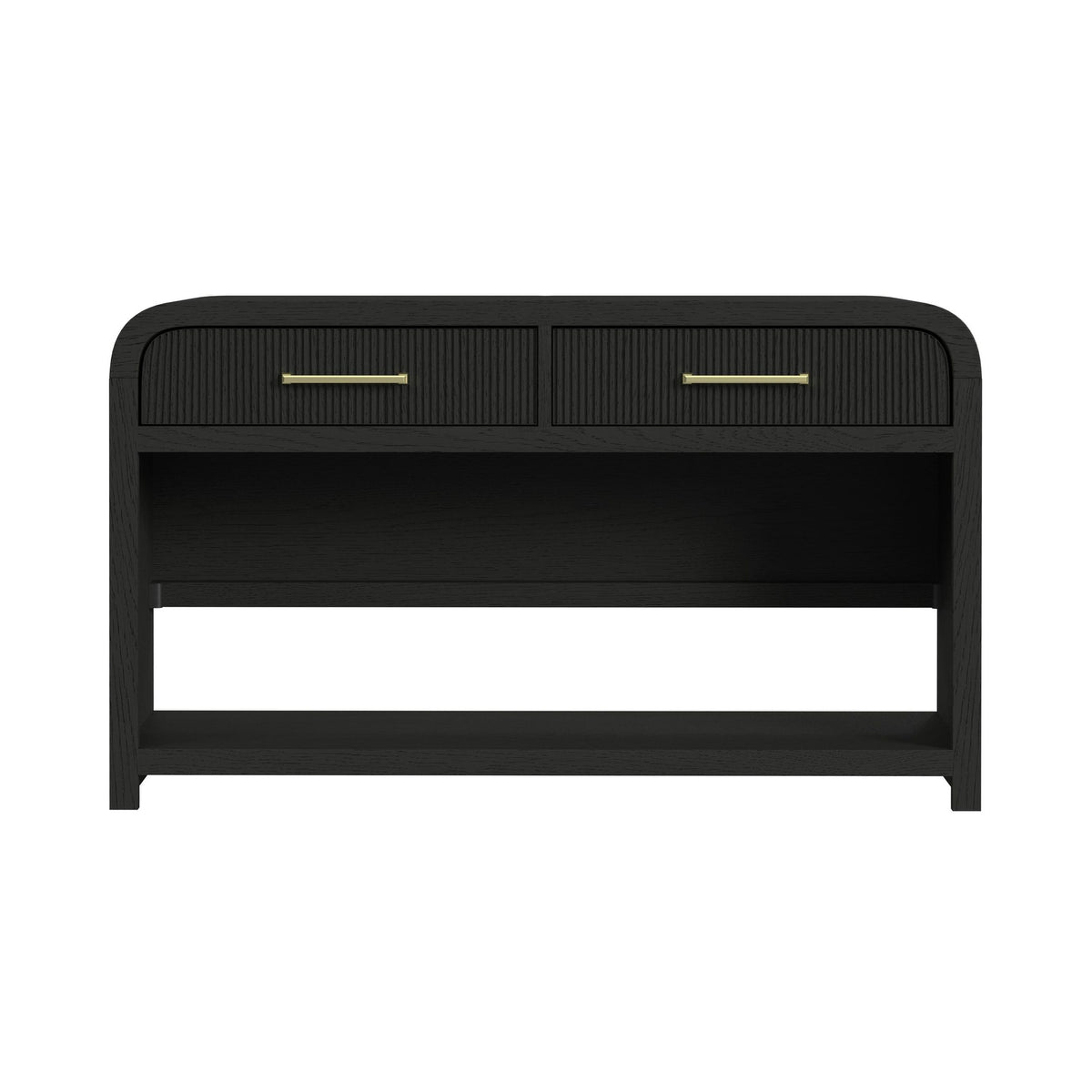 Ridgemont Sofa Table with Bottom Shelf in Black with Grain
